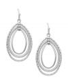 Fashion that pulls you in. These orbital earrings from Charter Club feature an oval silhouette with dangling hoops. Crafted in silver tone mixed metal. Approximate drop: 1-3/4 inches.