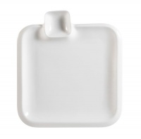CAC China TRY-SQ9 Party Collection New Bone White Porcelain Square Plate with Sauce Compartment, 9-Inch by 8-Inch by 3/4-Inch, Box of 24 CAC China TRY-SQ9 Party Collection New Bone White Porcelain Square Plate with Sauce Compartment, 9-Inch by 8-Inch by 3/4-Inch, Box of 24