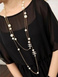 Succubus Fashion Classic Logo Necklace Pearl Long Sweater Chain Succubus Fashion Classic Logo Necklace Pearl Long Sweater Chain