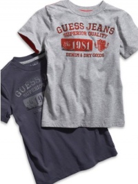 GUESS Kids Boys Little Boy Crewneck with Graphic Print, GREY HEATHER (5/6)