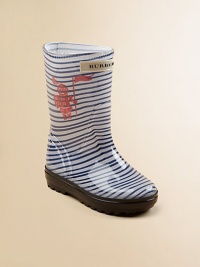 Bold stripes, steadfast knight print and logo detail define these essential rain boots.Pull-on stylePVC upperPVC/nylon liningRubber solePadded insoleMade in Italy Bold stripes, steadfast knight print and logo detail define these essential rain boots.Pull-on stylePVC upperPVC/nylon liningRubber solePadded insoleMade in Italy