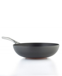 Bring the power of copper to breakfast, lunch, dinner and beyond! The Anolon Nouvelle nonstick stir fry delivers expert-grade results with layer upon layer of premium cooking material: ultra-reactive copper is encapsulated by two layers of aluminum and finished with an impact-bonded stainless steel cap. Limited lifetime warranty. Bring the power of copper to breakfast, lunch, dinner and beyond! The Anolon Nouvelle nonstick stir fry delivers expert-grade results with layer upon layer of premium cooking material: ultra-reactive copper is encapsulated by two layers of aluminum and finished with an impact-bonded stainless steel cap. Limited lifetime warranty.