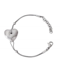 Steal hearts with this romantic style! Breil's trendy bracelet design features a polished stainless steel setting and heart charm accent. Approximate length: 7 inches. Steal hearts with this romantic style! Breil's trendy bracelet design features a polished stainless steel setting and heart charm accent. Approximate length: 7 inches.