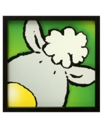 Count on this friendly sheep to perk up your little one's bedroom or play area. A woolly face peers out from a simple wooden frame. Count on this friendly sheep to perk up your little one's bedroom or play area. A woolly face peers out from a simple wooden frame.