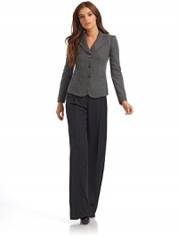 THE LOOKNotched lapel with trimThree-button closure at frontDual pockets with wool pleatsTHE FITAbout 22 from shoulder to hemTHE MATERIAL95% wool/5% cashmereFully linedCARE & ORIGINDry cleanMade in Italy THE LOOKNotched lapel with trimThree-button closure at frontDual pockets with wool pleatsTHE FITAbout 22 from shoulder to hemTHE MATERIAL95% wool/5% cashmereFully linedCARE & ORIGINDry cleanMade in Italy
