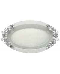 Invite fresh whimsy to the table on the wings of this Butterfly platter. Radiant aluminum butterflies cluster in place of handles on beautifully textured glass from Arthur Court's collection of serveware and serving dishes. A delight for nature lovers! Invite fresh whimsy to the table on the wings of this Butterfly platter. Radiant aluminum butterflies cluster in place of handles on beautifully textured glass from Arthur Court's collection of serveware and serving dishes. A delight for nature lovers!