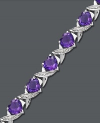 Let love reign supreme. This intricate bracelet features an XO design crafted from heart-shaped amethyst (13 ct. t.w.) and diamond-accented X's in sterling silver. Approximate length: 7 inches. Let love reign supreme. This intricate bracelet features an XO design crafted from heart-shaped amethyst (13 ct. t.w.) and diamond-accented X's in sterling silver. Approximate length: 7 inches.