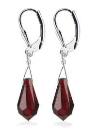 SCER361 Sterling Silver Teardrop Garnet Crystal Earrings Made with Swarovski Elements SCER361 Sterling Silver Teardrop Garnet Crystal Earrings Made with Swarovski Elements