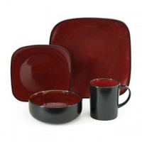 Gibson Lacerta 16-Piece Reactive Glaze Stoneware Dinnerware Set, Burgundy Gibson Lacerta 16-Piece Reactive Glaze Stoneware Dinnerware Set, Burgundy
