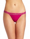 Calvin Klein Women's Naked Glamour Thong with Lace, China Berry, Small