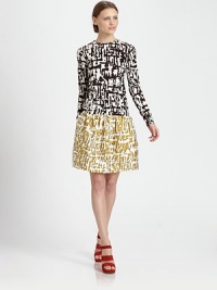 Mixed prints and a drop waist create the illusion of separates with this silk, trend-smart silhouette. JewelneckLong sleevesDrop waistAbout 22 from natural waistSilk jerseyDry cleanImportedModel shown is 5'10 (177cm) wearing US size 2. Mixed prints and a drop waist create the illusion of separates with this silk, trend-smart silhouette. JewelneckLong sleevesDrop waistAbout 22 from natural waistSilk jerseyDry cleanImportedModel shown is 5'10 (177cm) wearing US size 2.