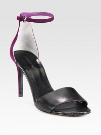 Rich suede backs this silhouette, with an adjustable ankle strap on elegant leather. Self-covered heel, 3½ (90mm)Leather and suede upperPoint toeLeather lining and solePadded insoleImportedOUR FIT MODEL RECOMMENDS ordering true size. Rich suede backs this silhouette, with an adjustable ankle strap on elegant leather. Self-covered heel, 3½ (90mm)Leather and suede upperPoint toeLeather lining and solePadded insoleImportedOUR FIT MODEL RECOMMENDS ordering true size.