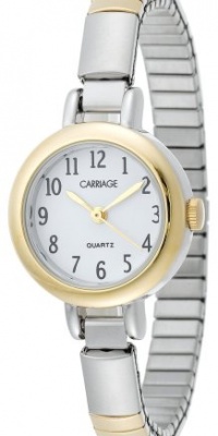 Carriage Women's C56291 Glod-Tone Round Case White Dial Small Two-Tone Stainless Steel Expansion Band Watch Carriage Women's C56291 Glod-Tone Round Case White Dial Small Two-Tone Stainless Steel Expansion Band Watch