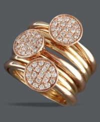 Stylish sparkle that's already stacked. EFFY Collection's gorgeous multi-band ring is crafted in 14k gold and 14k rose gold and shines with the addition of round-cut diamonds (3/4 ct. t.w.) in three, circular charms. Approximate width: 1 inch. Size 7. Stylish sparkle that's already stacked. EFFY Collection's gorgeous multi-band ring is crafted in 14k gold and 14k rose gold and shines with the addition of round-cut diamonds (3/4 ct. t.w.) in three, circular charms. Approximate width: 1 inch. Size 7.