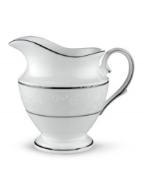 Pure opulence. Posh opalescence. This classically designed line of Lenox dinnerware and dishes is accented by a platinum rim and a delicate flourish of vine-like, white-on-white imprints with raised, iridescent enamel dots. Great gift for a housewarming, wedding or yourself. Pure opulence. Posh opalescence. This classically designed line of Lenox dinnerware and dishes is accented by a platinum rim and a delicate flourish of vine-like, white-on-white imprints with raised, iridescent enamel dots. Great gift for a housewarming, wedding or yourself.