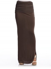 THE LOOKStretchy, ribbed knit waistbandPull-on styleRuched details on sidesMetal logo at thighSide slitRolled hemCan also be worn as a maxi dressTHE FITAbout 52 longTHE MATERIAL50% cotton/50% rayonCARE & ORIGINHand washMade in USA THE LOOKStretchy, ribbed knit waistbandPull-on styleRuched details on sidesMetal logo at thighSide slitRolled hemCan also be worn as a maxi dressTHE FITAbout 52 longTHE MATERIAL50% cotton/50% rayonCARE & ORIGINHand washMade in USA