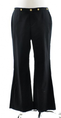 Lauren by Ralph Lauren Plus Size Pants, Earlham Button Accent Wide Leg Black 22W Lauren by Ralph Lauren Plus Size Pants, Earlham Button Accent Wide Leg Black 22W