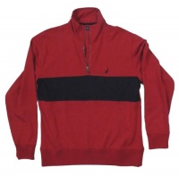 Nautica Men's 1/4 Zip Chest Stripe Pullover (Red) Nautica Men's 1/4 Zip Chest Stripe Pullover (Red)