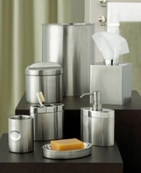 For a contemporary and clean look, this tissue boutique boasts a round design and sleek stainless steel finish, giving it simplicity and elegance all at once. For a contemporary and clean look, this tissue boutique boasts a round design and sleek stainless steel finish, giving it simplicity and elegance all at once.