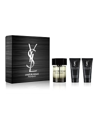 A story of seduction and bold sensuality. Bright, masculine freshness combines with sophistication. A fresh oriental scent with notes of Cardamom, Cedar, and Coumarin. The LA NUIT DE L'HOMME Yves Saint Laurent Fall Gift Set contains a 3.3 oz. Eau de Toilette Spray, a 1.7 oz. Shower Gel and 1.7 oz. After Shave Balm.