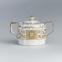 Royal Crown Derby has produced only the finest English bone china for over 250 years. Derby Panel Green is adorned with intricate green and gold floral designs that feel fresh, rich, and timeless. Royal Crown Derby has produced only the finest English bone china for over 250 years. Derby Panel Green is adorned with intricate green and gold floral designs that feel fresh, rich, and timeless.