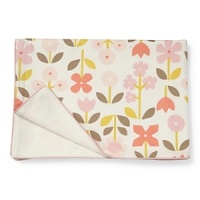 Blossoms in pink, peach and coral with green and grey leaves on a white background reverses to a soft flannel.The American Academy of Pediatrics and the U.S. Consumer Product Safety Commission have made recommendations for safe bedding practices for babies. When putting infants under 12 months to sleep, remove pillows, quilts, comforters, and other soft items from the crib. Blossoms in pink, peach and coral with green and grey leaves on a white background reverses to a soft flannel.The American Academy of Pediatrics and the U.S. Consumer Product Safety Commission have made recommendations for safe bedding practices for babies. When putting infants under 12 months to sleep, remove pillows, quilts, comforters, and other soft items from the crib.