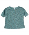 A medley of trendy details. Amp up her everyday casual wardrobe with this space-dyed tee from the one and only Roxy.