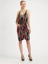 Supple silk printed with an abstracted, Navajo-inspired pattern, tailored with a prettily gathered front drape.ScoopneckSleevelessFront drapeFront slash pocketsSlight racerbackConcealed side zipAbout 25 from natural waistSilkDry cleanMade in USA of imported fabricModel shown is 5'9 (175cm) wearing US size 4. Supple silk printed with an abstracted, Navajo-inspired pattern, tailored with a prettily gathered front drape.ScoopneckSleevelessFront drapeFront slash pocketsSlight racerbackConcealed side zipAbout 25 from natural waistSilkDry cleanMade in USA of imported fabricModel shown is 5'9 (175cm) wearing US size 4.