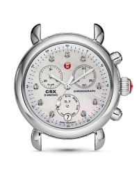 A classic watch head with a gleaming mother of pearl dial with three-eye functionality. From Michele. A classic watch head with a gleaming mother of pearl dial with three-eye functionality. From Michele.