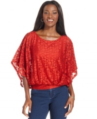 Dazzle on your next date night with this lacy dot top, featuring a flattering blouson silhouette. By Style&co. Dazzle on your next date night with this lacy dot top, featuring a flattering blouson silhouette. By Style&co.