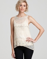 Solo or layered, this beautiful lace PJK Patterson J. Kincaid tank reveals a most-flattering look thanks to the ornate sequin and bead details that enrich this festive top from all angles. Solo or layered, this beautiful lace PJK Patterson J. Kincaid tank reveals a most-flattering look thanks to the ornate sequin and bead details that enrich this festive top from all angles.