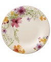 Prolong spring with the lively Mariefleur dinner plate. Splashy colors adorn premium white porcelain edged in red and designed for everyday dining. Mix and match with New Cottage dinnerware, also by Villeroy & Boch.