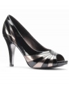 Isola's Tillen platform pumps are super shiny. The silver and black pattern creates a unique glam look that will go great with flirty dresses.