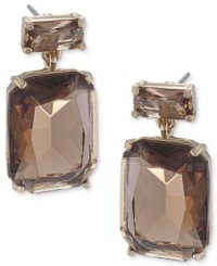 Subtle chic. Carolee's double-drop earrings, crafted from gold-tone mixed metal and glass stones, offer a subdued color palette for a soothing, yet stylish, touch. Approximate drop: 1 inch.