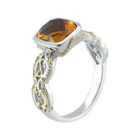 Delatori Sterling Silver with 18kt Gold Plated Accents with Deep Citrine Ring Delatori Sterling Silver with 18kt Gold Plated Accents with Deep Citrine Ring