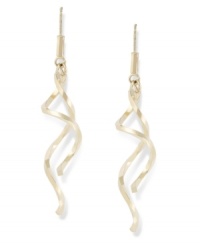Perfect pirouettes. This glamorous pair of earrings feature double twisting drops in 14k gold with a french wire backing. Approximate drop: 1-7/8 inches. Perfect pirouettes. This glamorous pair of earrings feature double twisting drops in 14k gold with a french wire backing. Approximate drop: 1-7/8 inches.