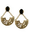 Intricately ornate, T Tahari's drop earrings, part of its Deco Lace Collection, are crafted from gold-tone mixed metal. Glass crystals add luster to the pair, and a black stone post gives the earrings a stylish touch. Approximate drop: 1-3/4 inches.
