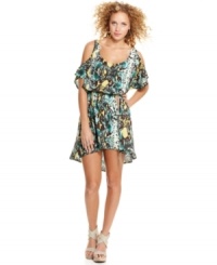 Earn fashion beast status with an XOXO dress built for sun-drenched days! Sporting a vibrant snakeskin print and super-chic shoulder cutouts, this frock begs to be paired with strappy heels! Earn fashion beast status with an XOXO dress built for sun-drenched days! Sporting a vibrant snakeskin print and super-chic shoulder cutouts, this frock begs to be paired with strappy heels!