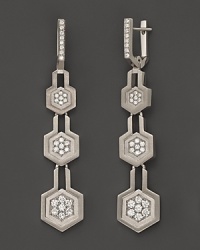 Brilliant diamonds accent India Hicks' sterling silver graduated drop earrings. Brilliant diamonds accent India Hicks' sterling silver graduated drop earrings.