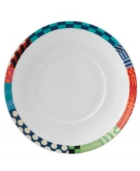 Make your table a masterpiece. Royal Doulton's Paolozzi tea saucer is trimmed with vibrant graphic designs inspired by the work of Sir Eduardo Paolozzi, a pivotal figure in pop art history. Make your table a masterpiece. Royal Doulton's Paolozzi tea saucer is trimmed with vibrant graphic designs inspired by the work of Sir Eduardo Paolozzi, a pivotal figure in pop art history.