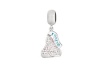 Hershey`s Kiss White CZ Small 3D Dangle Bead/ Charm in 925 Sterling Silver