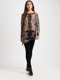 EXCLUSIVELY AT SAKS. Show off your serious fashion side in this lengthy mesh-trim top with a contrasting paisley print and asymmetrical tied hem. BoatneckLong sleevesMesh front panelAsymmetrical hem with side tieMesh back panelPolyesterDry cleanMade in USA of Italian fabricModel shown is 5'11 (178cm) wearing US size Small. EXCLUSIVELY AT SAKS. Show off your serious fashion side in this lengthy mesh-trim top with a contrasting paisley print and asymmetrical tied hem. BoatneckLong sleevesMesh front panelAsymmetrical hem with side tieMesh back panelPolyesterDry cleanMade in USA of Italian fabricModel shown is 5'11 (178cm) wearing US size Small.