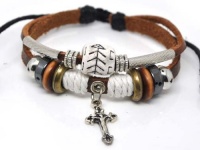 4030058 Christian Religious Scripture Inspirational Cross Leather Bracelet 4030058 Christian Religious Scripture Inspirational Cross Leather Bracelet