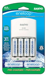 Sanyo SEC-MQN066N 6 Pack AA Eneloop Rechargeable Batteries with Charger Sanyo SEC-MQN066N 6 Pack AA Eneloop Rechargeable Batteries with Charger