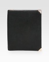 Slip your iPad® into this sleek leather cover, edged with polished hardware.Accommodates all iPad® modelsZip-around closureTwo inside open pockets6 credit card slotsFully lined8½W X 10½H X 3/4DImportedPlease note: iPad® not included