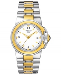 A contemporary touch of golden hues adds a lovely touch to this Sport-T Lady collection watch from Tissot. A contemporary touch of golden hues adds a lovely touch to this Sport-T Lady collection watch from Tissot.