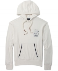 Get cozy and look cool in this Sean John hooded pullover. Get cozy and look cool in this Sean John hooded pullover.