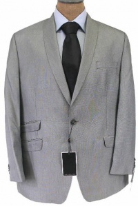 Sean John Mens 1 Button Flat Front Light Gray Nailhead Suit