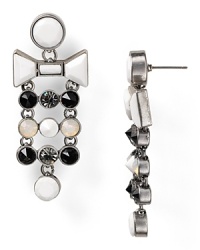 Perfect for any holiday soiree, these MARC BY MARC JACOBS bow chandelier earrings with black and white stones would perfectly compliment any little black dress. Perfect for any holiday soiree, these MARC BY MARC JACOBS bow chandelier earrings with black and white stones would perfectly compliment any little black dress.