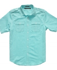 Be breezy no matter how high the mercury gets with this linen shirt from Sean John.